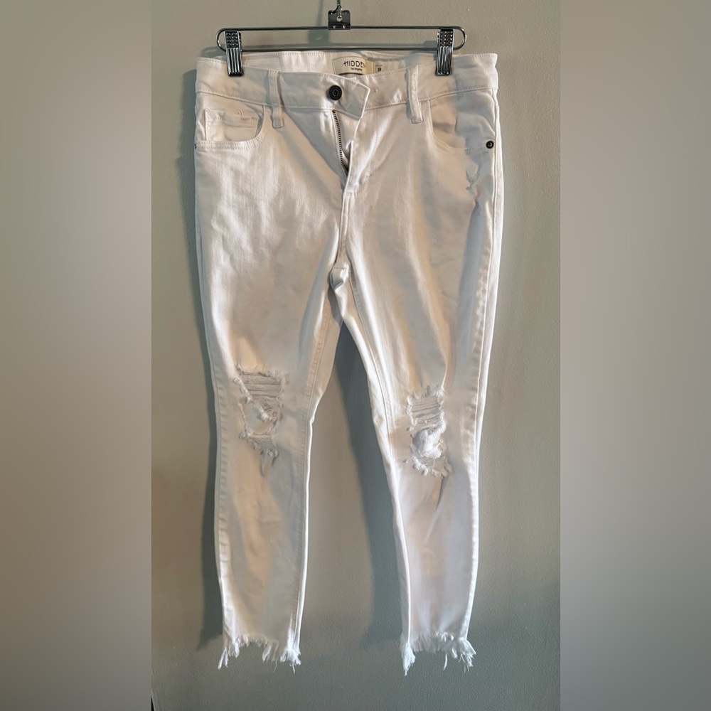 Women's HIDDEN Brand White Distressed Skinny Stretch Jeans Size 28